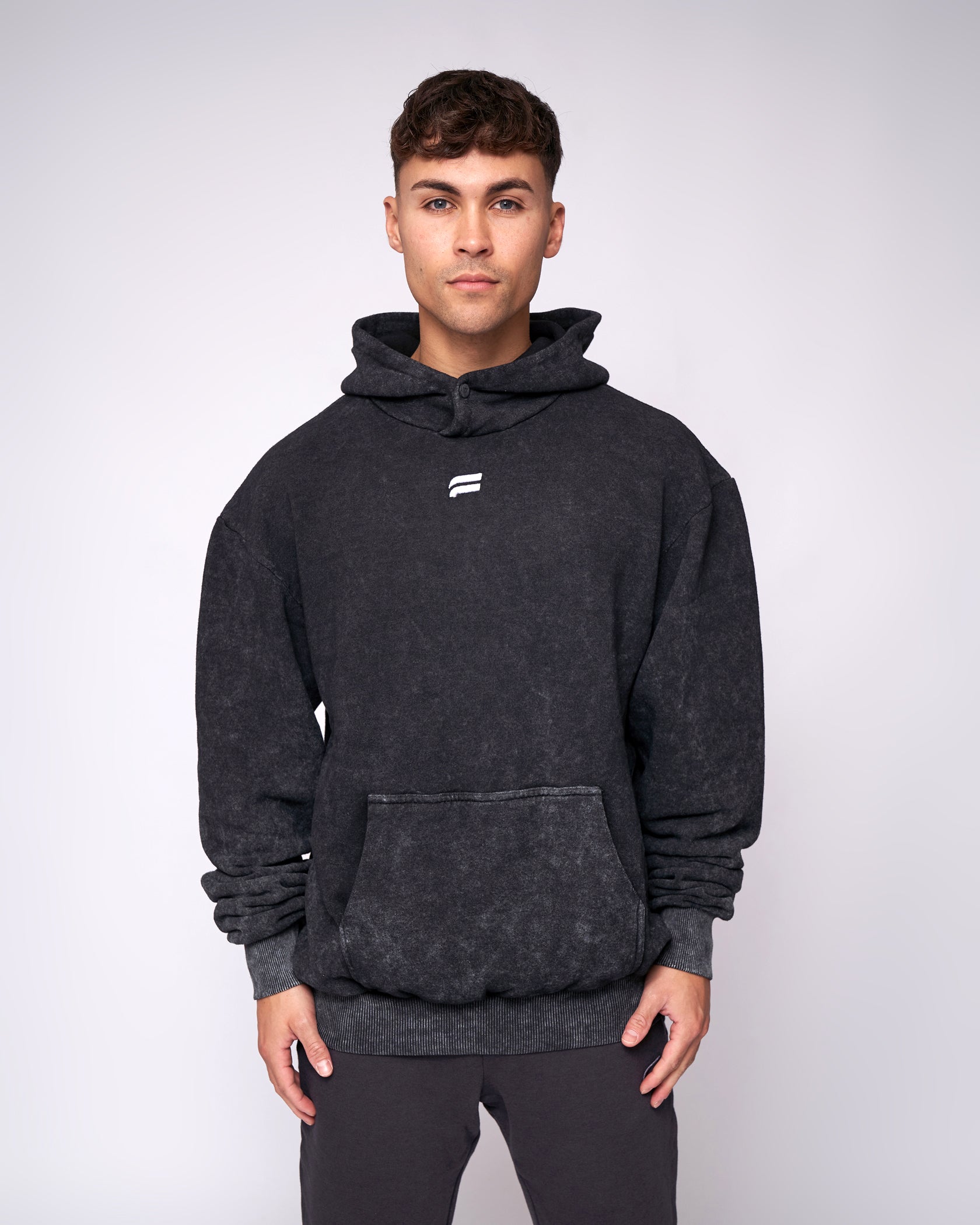 Mens washed 2024 grey hoodie